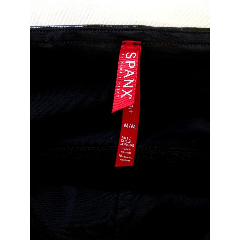 Spanx Faux Leather Patent Leggings Black High Waist Shiny Tall Medium M/M - Picture 3 of 4